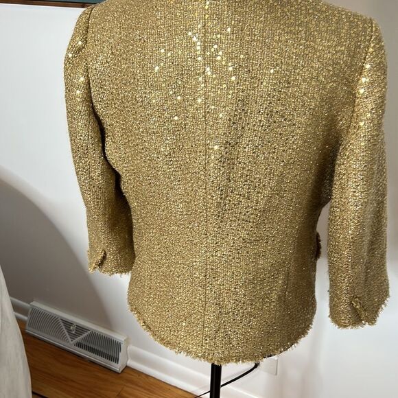 Chico’s Gold Boucle with Gold Sequins Jacket, Size 1 - Picture 7 of 10